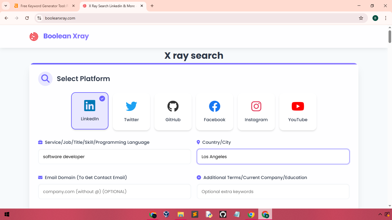Location input field with 'Los Angeles' entered